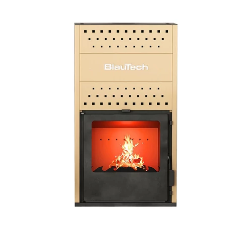 Termoșemineu pe lemne bej BlauTech BT-HIDRO20 B – 18.4 kW pentru încălzire centrală