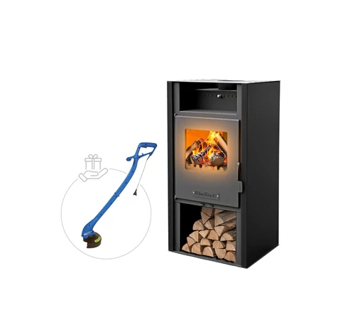 Șemineu pe lemne, 8 kW, cu geam termoizolantă, culoare negru, MSKA8, BlauTech