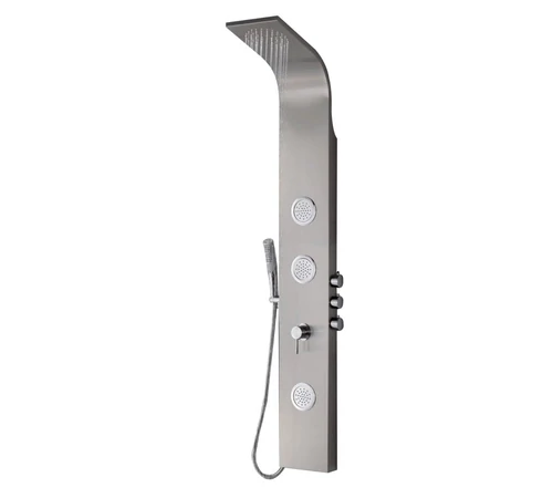 Coloană de duș cu panou inox, GLADYS, 20320332, 3 jeturi rotunde pentru masaj, 4 funcții, înălțime 1650 mm, finisaj cromat