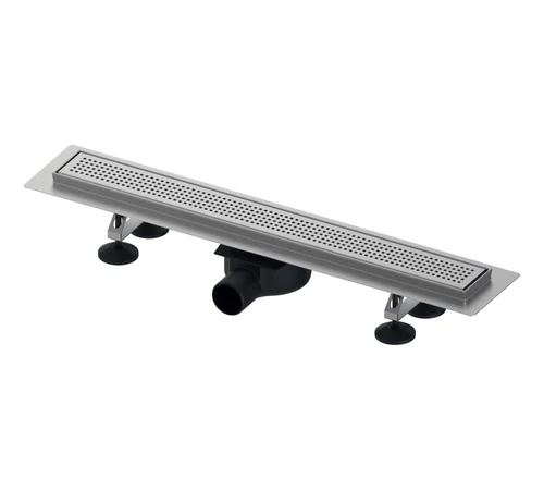 Rigolă de duș TECElinus 900 mm din oțel inoxidabil cu grilă Quadratum și drenaj eficient DN 50