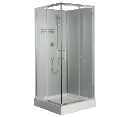 Cabina de dus patrata din sticla securizata 4 mm si cadita de dus inclus, 90 x 90 cm, plus sifon, GLADYS