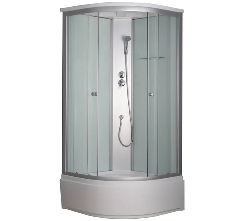 Cabina de dus din sticla securizata si aluminiu, 90 x 90 cm, echipata cu cadita de 35 cm si sifon, GLADYS