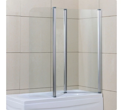 Paravan pentru cadă pliabil, 130 x 140 cm, sticla 4 mm, transparent, profil aluminiu cromat, GLADYS