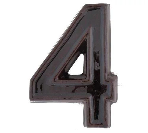 Numar de casa ceramic maro "4" 12cm