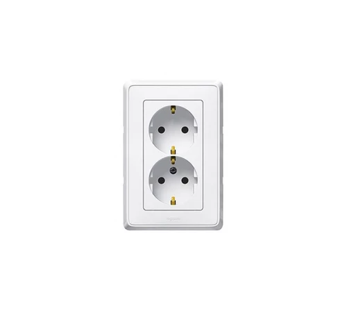Priza dubla cu impamintare, contact mecanic cu arc, pentru utilizare interior, LEGRAND, CARIVA