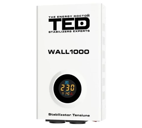 Stabilizator tensiune 1000VA AVR 600 W display LCD 2 iesire schuko montaj pe perete TED000057 TED Stabilizator tensiune 1000VA AVR 600 W display LCD 2 iesire schuko montaj pe perete TED000057 TED