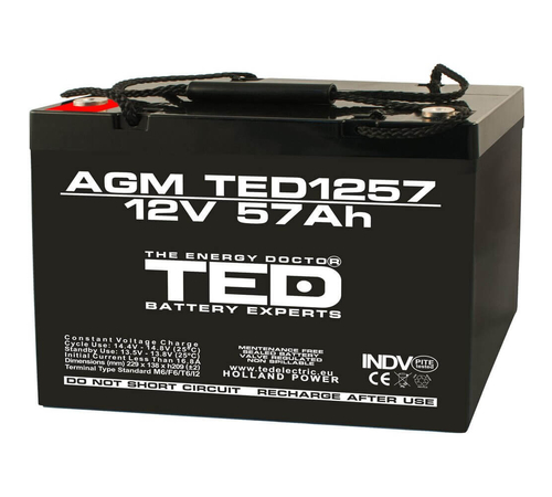 Acumulator stationar 12 V 57 Ah AGM VRLA M6 TED Electric