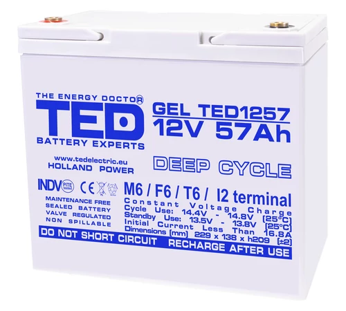 Acumulator GEL 12V 57Ah GEL Deep Cycle TED1257 – VRLA, TED003393, TED
